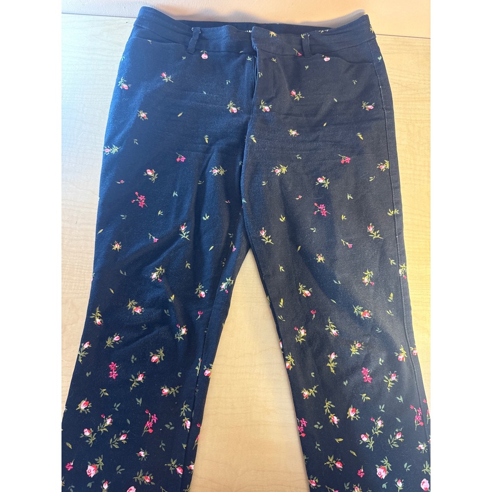 Old Navy Pixie Kids Mid-Rise‎ Floral Rose Black Slim Tapered Pants Size 8